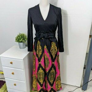 Vintage Black and Pink Maxi Dress